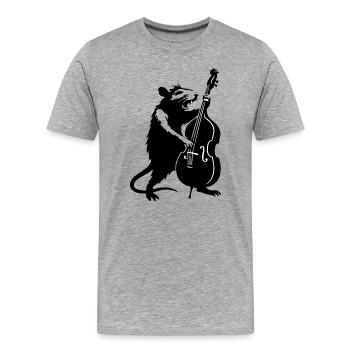 Bear with Cello Monochrome - Men's Premium Organic T-Shirt - heather grey - Front - Damien (186cm)