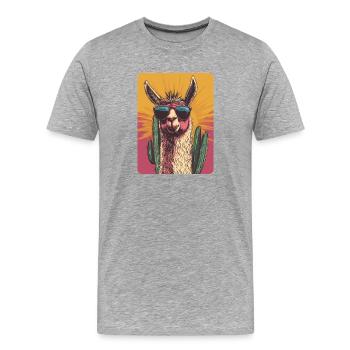 lama - Men's Premium Organic T-Shirt - heather grey - Front - Damien (186cm)