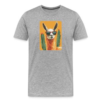 lama - T-shirt bio Premium Homme - gris chiné - Devant - Damien (186cm)