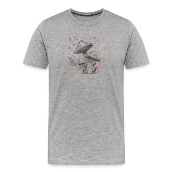 champignon, ramasseur de champignons, cueillette - T-shirt bio Premium Homme - gris chiné - Devant - Damien (186cm)