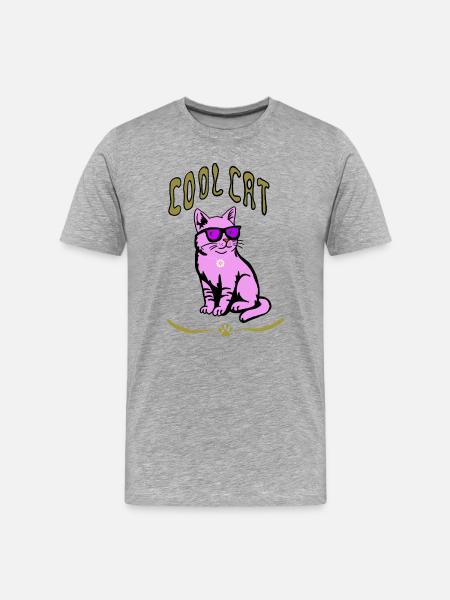 Pink Cat Sunglasses Style - Men's Premium Organic T-Shirt - heather grey