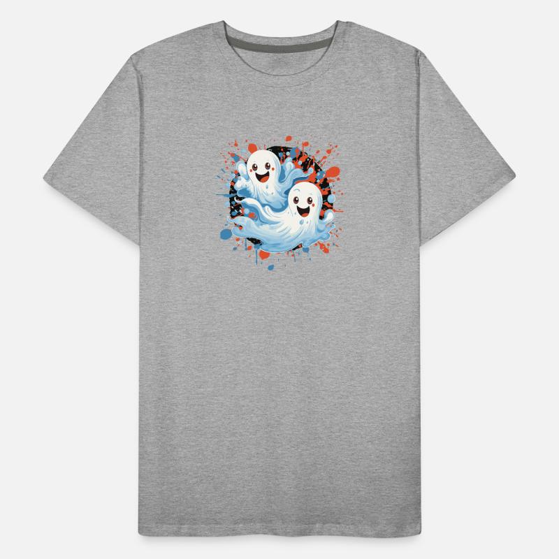 Fantômes joyeux dans une pluie de couleurs T-shirt bio Premium Homme
