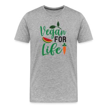 Vegan For Life - Men's Premium Organic T-Shirt - heather grey - Front - Damien (186cm)