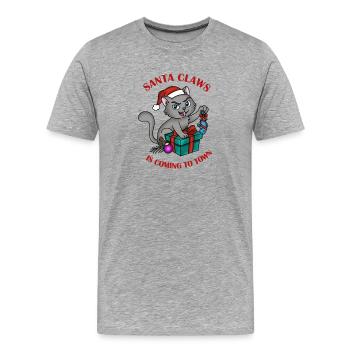 SantaClaws Gift Paw - Men's Premium Organic T-Shirt - heather grey - Front - Damien (186cm)