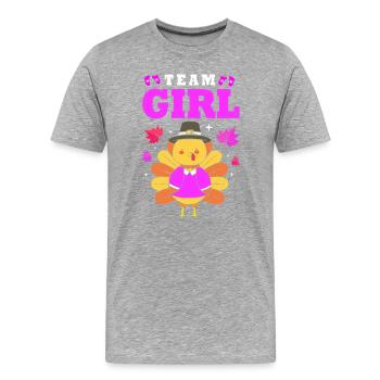 Thanksgiving Gender Reveal Werdende Mutter - Männer Premium Bio T-Shirt - Grau meliert - Vorne - Damien (186cm)
