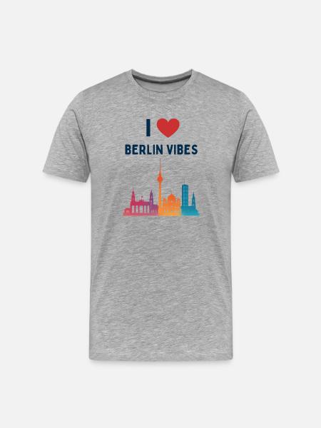 I Love Berlin Vibes City Silhouette - Men's Premium Organic T-Shirt - heather grey