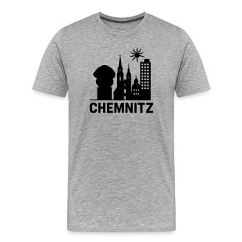 chemnitz wahrzeichen silhouette - Männer Premium Bio T-Shirt - Grau meliert - Vorne - Damien (186cm)