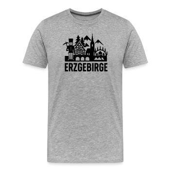 Erzgebirge typisch Silhouette - Männer Premium Bio T-Shirt - Grau meliert - Vorne - Damien (186cm)