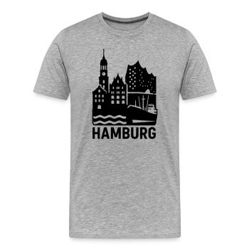 Hamburg Silhouette Landmark - Men's Premium Organic T-Shirt - heather grey - Front - Damien (186cm)