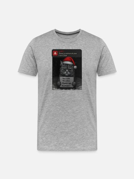 Chat Noël avec des chats drôles - T-shirt bio Premium Homme - gris chiné