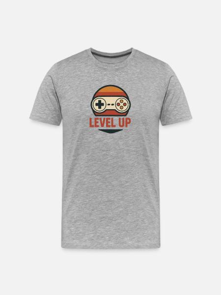 Level Up Retro Controller Graphics - Men's Premium Organic T-Shirt - heather grey