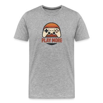 Retro Controller Motiv  - Männer Premium Bio T-Shirt - Grau meliert - Vorne - Damien (186cm)