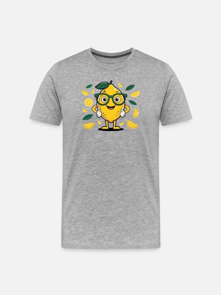 Lemon with glasses - Men's Premium Organic T-Shirt - heather grey