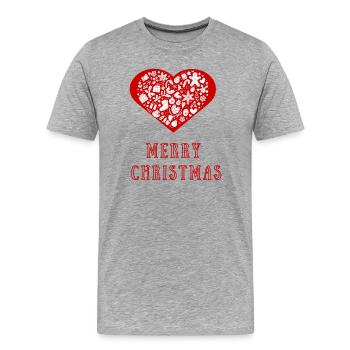 Coeur De Noël Icônes Motif - T-shirt bio Premium Homme - gris chiné - Devant - Damien (186cm)