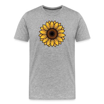 Sonnenblume Radiant Center Motiv - Männer Premium Bio T-Shirt - Grau meliert - Vorne - Damien (186cm)