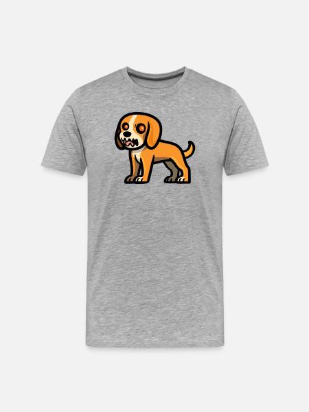 Beagle Hund Halloween Zombie - Männer Premium Bio T-Shirt - Grau meliert