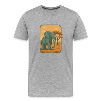 Savanna Elephant Vintage Panel - Men's Premium Organic T-Shirt - heather grey - Front - Damien (186cm)