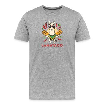 LamaTaco Fiesta Lama - T-shirt bio Premium Homme - gris chiné - Devant - Damien (186cm)