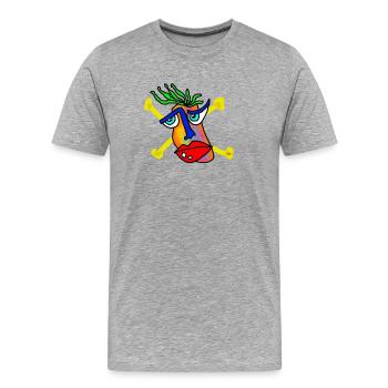 Buntes Gesicht mit Knochen-Backdrop - Männer Premium Bio T-Shirt - Grau meliert - Vorne - Damien (186cm)