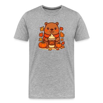 Capybara Pumpkin Latte – Cozy Autumn Mood - Men's Premium Organic T-Shirt - heather grey - Front - Damien (186cm)