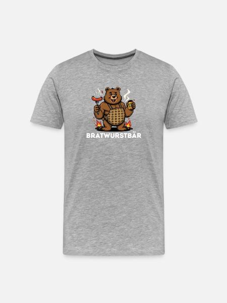 Bratwurst Bear Barbecue Gift Gift Idea - Men's Premium Organic T-Shirt - heather grey