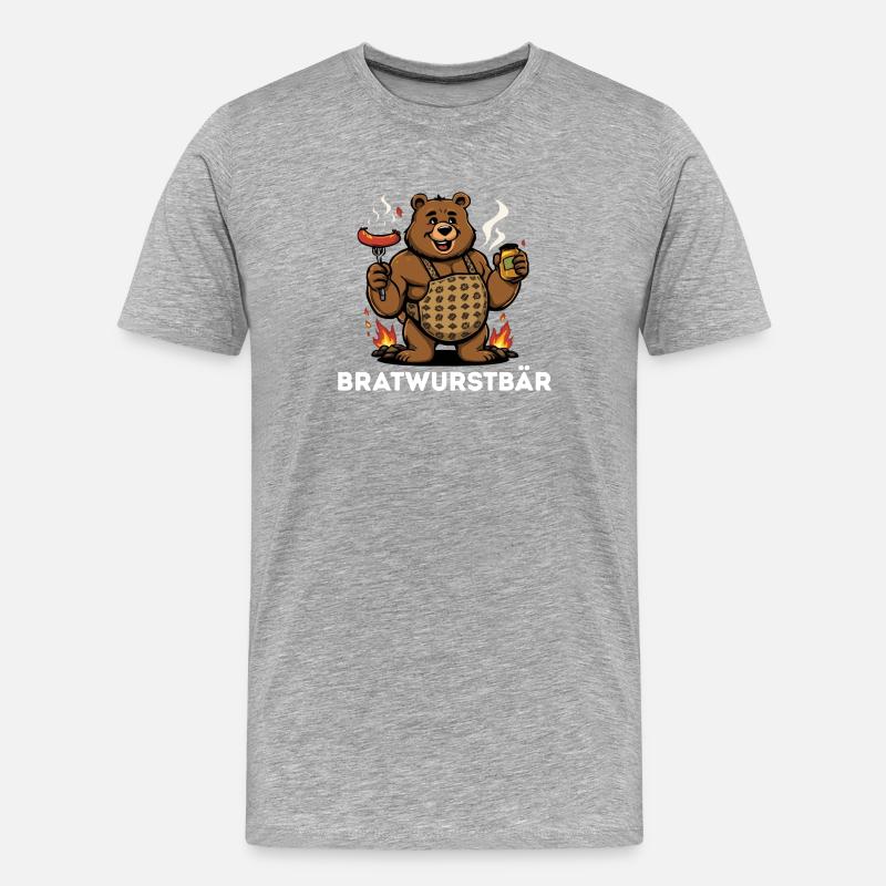 Bratwurstbär Grillfest Geschenk Geschenkidee  - Männer Premium Bio T-Shirt - Grau meliert