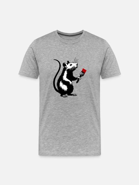 Rodent with Red Brush | Personalize - Men's Premium Organic T-Shirt - heather grey