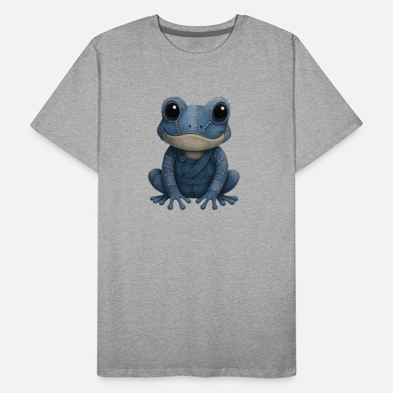 Denim Patchwork Frosch Männer Premium Bio T-Shirt