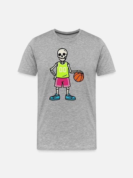 Skeleton Basketball Neon Jersey 00 - Men's Premium Organic T-Shirt - heather grey
