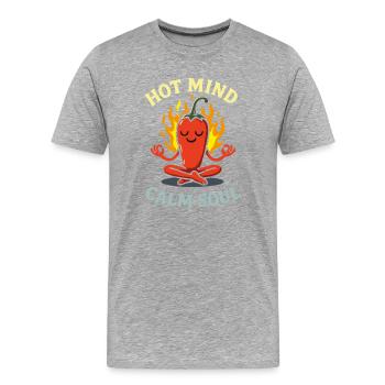 Hot Mind Calm Soul - Conception de bande dessinée Funny Chili - T-shirt bio Premium Homme - gris chiné - Devant - Damien (186cm)