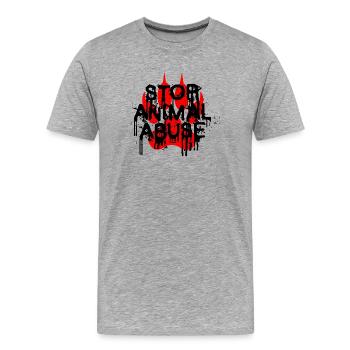 Stop Animal abuse - Men's Premium Organic T-Shirt - heather grey - Front - Damien (186cm)