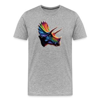 Triceratops Dinosaure Dinos Triceratops Dino - T-shirt bio Premium Homme - gris chiné - Devant - Damien (186cm)