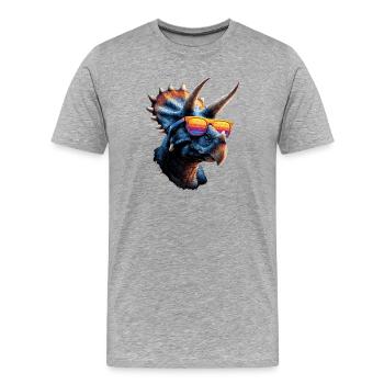 Triceratops Dinosaure Dinos Triceratops Dino - T-shirt bio Premium Homme - gris chiné - Devant - Damien (186cm)