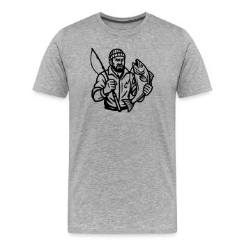 Angler - Männer Premium Bio T-Shirt - Grau meliert - Vorne - Damien (186cm)