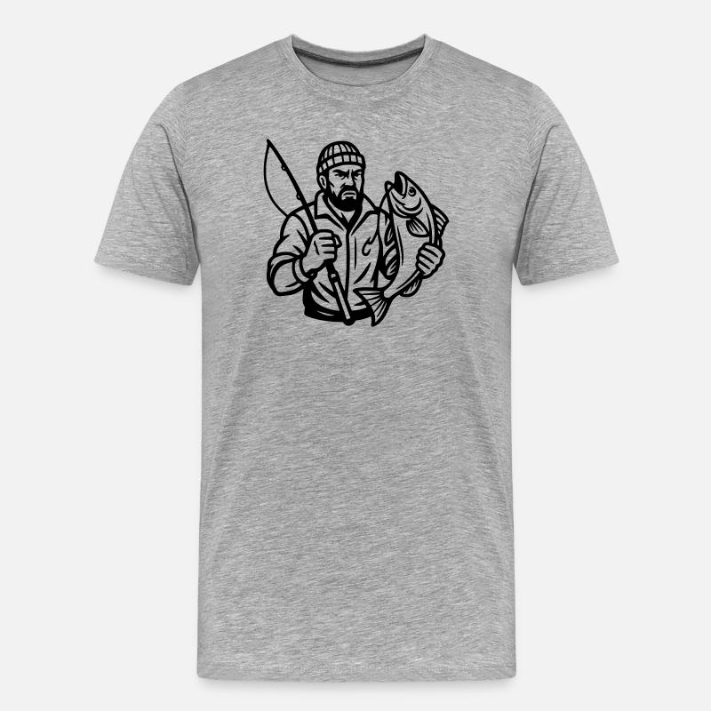 Angler - Männer Premium Bio T-Shirt - Grau meliert