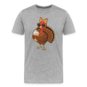 Amateur de café de dinde Drôle d’ambiance de Thanksgiving - T-shirt bio Premium Homme - gris chiné - Devant - Damien (186cm)