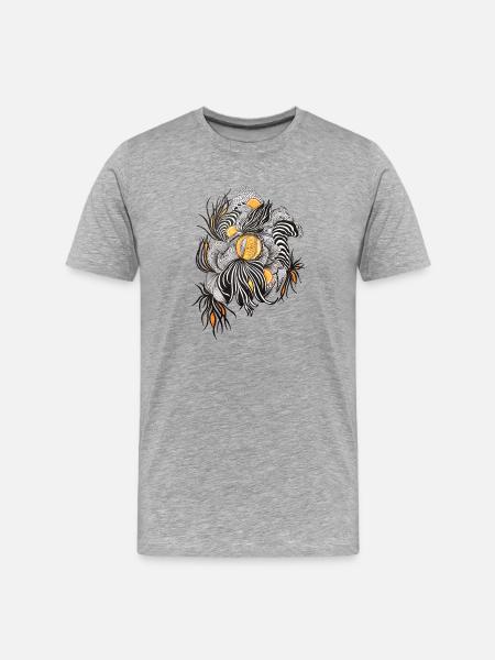 Noir Blossoms Orange Accents - Men's Premium Organic T-Shirt - heather grey