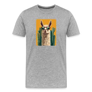 lama - T-shirt bio Premium Homme - gris chiné - Devant - Damien (186cm)