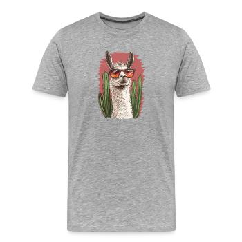 lama - T-shirt bio Premium Homme - gris chiné - Devant - Damien (186cm)