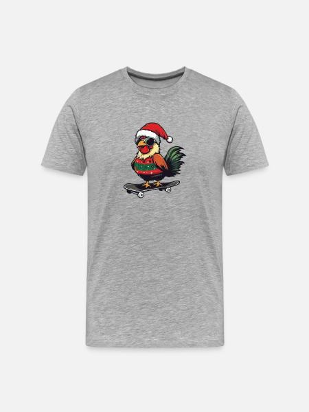 Rooster Christmas Funny - Men's Premium Organic T-Shirt - heather grey