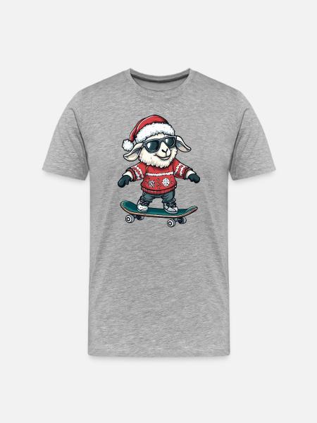 Mouton Noël Drôle - T-shirt bio Premium Homme - gris chiné