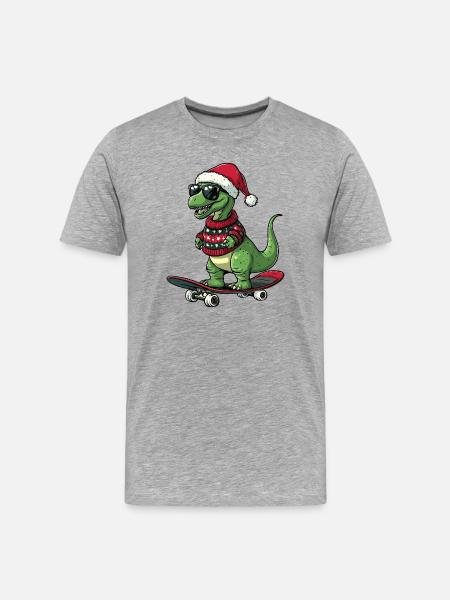 Dinosaur brontosaurus Christmas Funny - Men's Premium Organic T-Shirt - heather grey