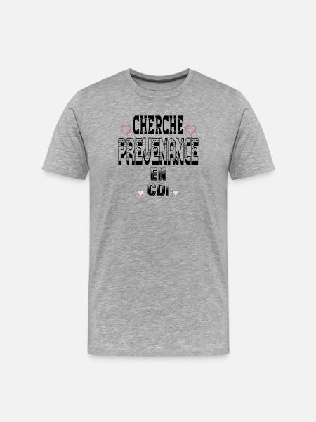 Cherche Prévenance en CDI - T-shirt bio Premium Homme - gris chiné