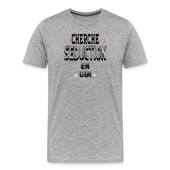 Cherche Séduction en CDI - T-shirt bio Premium Homme - gris chiné - Devant - Damien (186cm)