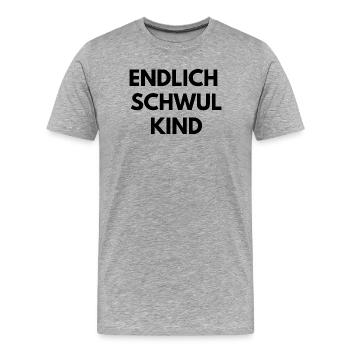 Endlich Schwul Kind - Männer Premium Bio T-Shirt - Grau meliert - Vorne - Damien (186cm)