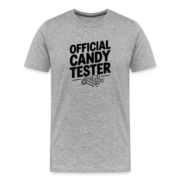 Testeur de bonbons officiel - T-shirt bio Premium Homme - gris chiné - Devant - Damien (186cm)