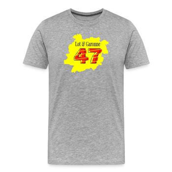 Carte Lot et Garonne 47  - T-shirt bio Premium Homme - gris chiné - Devant - Damien (186cm)