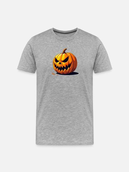 Grim Pumpkin Halloween Look - Men's Premium Organic T-Shirt - heather grey