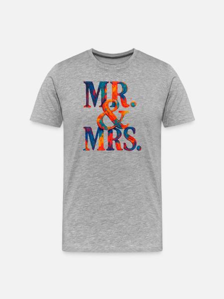 MR. & MRS - Romantic Wedding - Newlyweds - Men's Premium Organic T-Shirt - heather grey