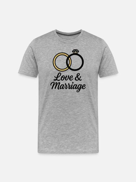 Liebe & Ehe Trauringe - Liebe & Ehe - Männer Premium Bio T-Shirt - Grau meliert